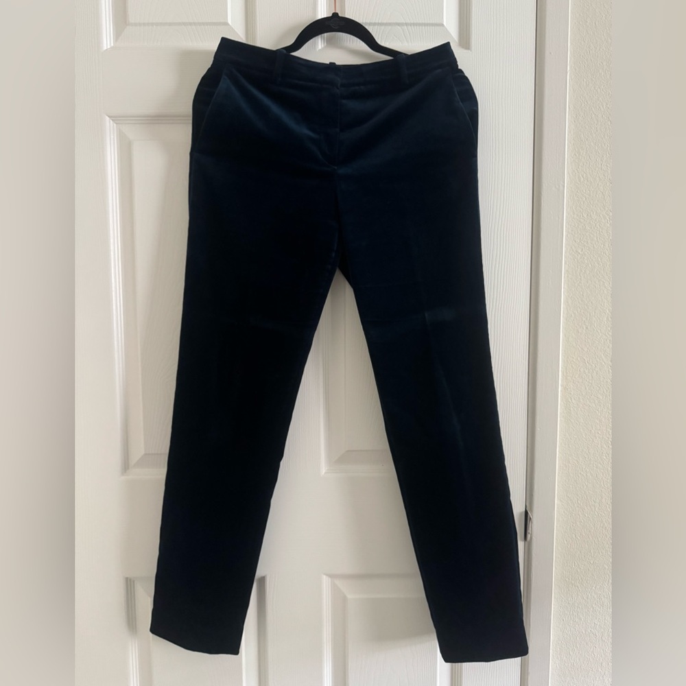 Theory - slim-fit velvet pants, in royal blue velvet